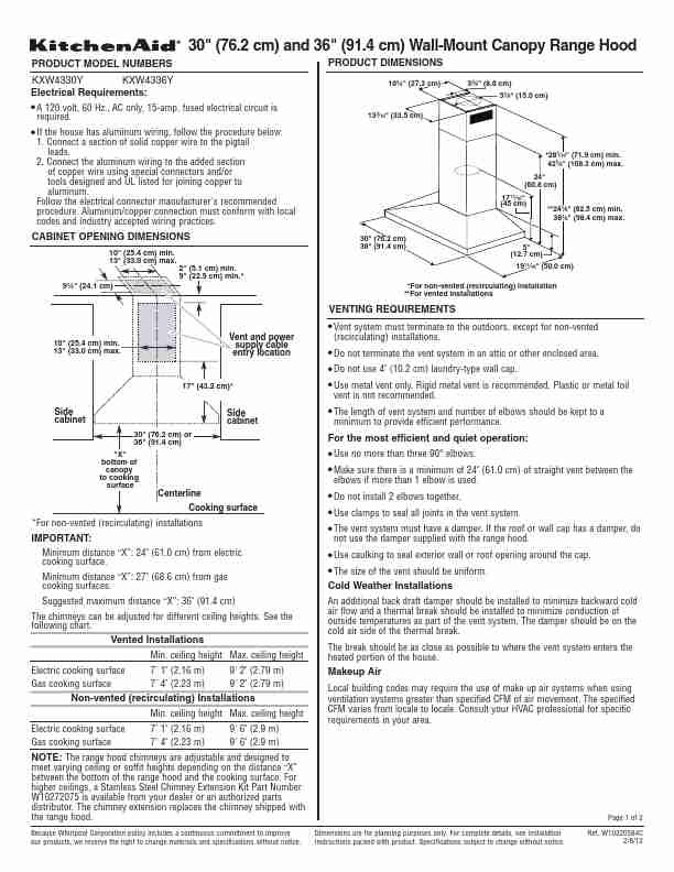 KitchenAid Ventilation Hood KXW4330Y-page_pdf